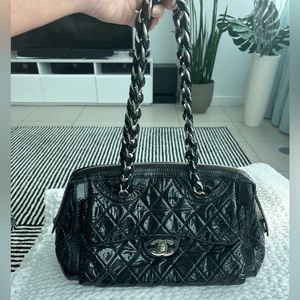 AUTHENTIC CHANEL patent leather black handbag